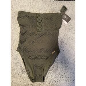Vince Camuto - Green Crochet Bohemian Bandeau One Piece Swimsuit - Size 6 - NWT